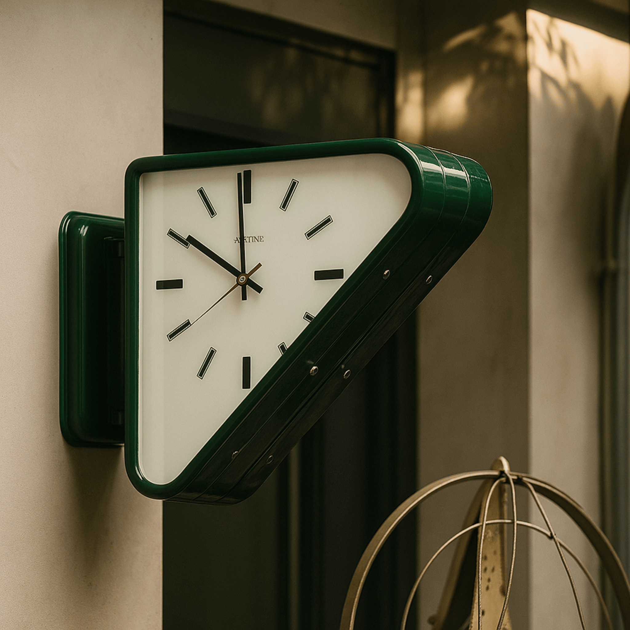 Modern Dual-Sided Wall Clock – Slanted Frame with Minimalist Design 4