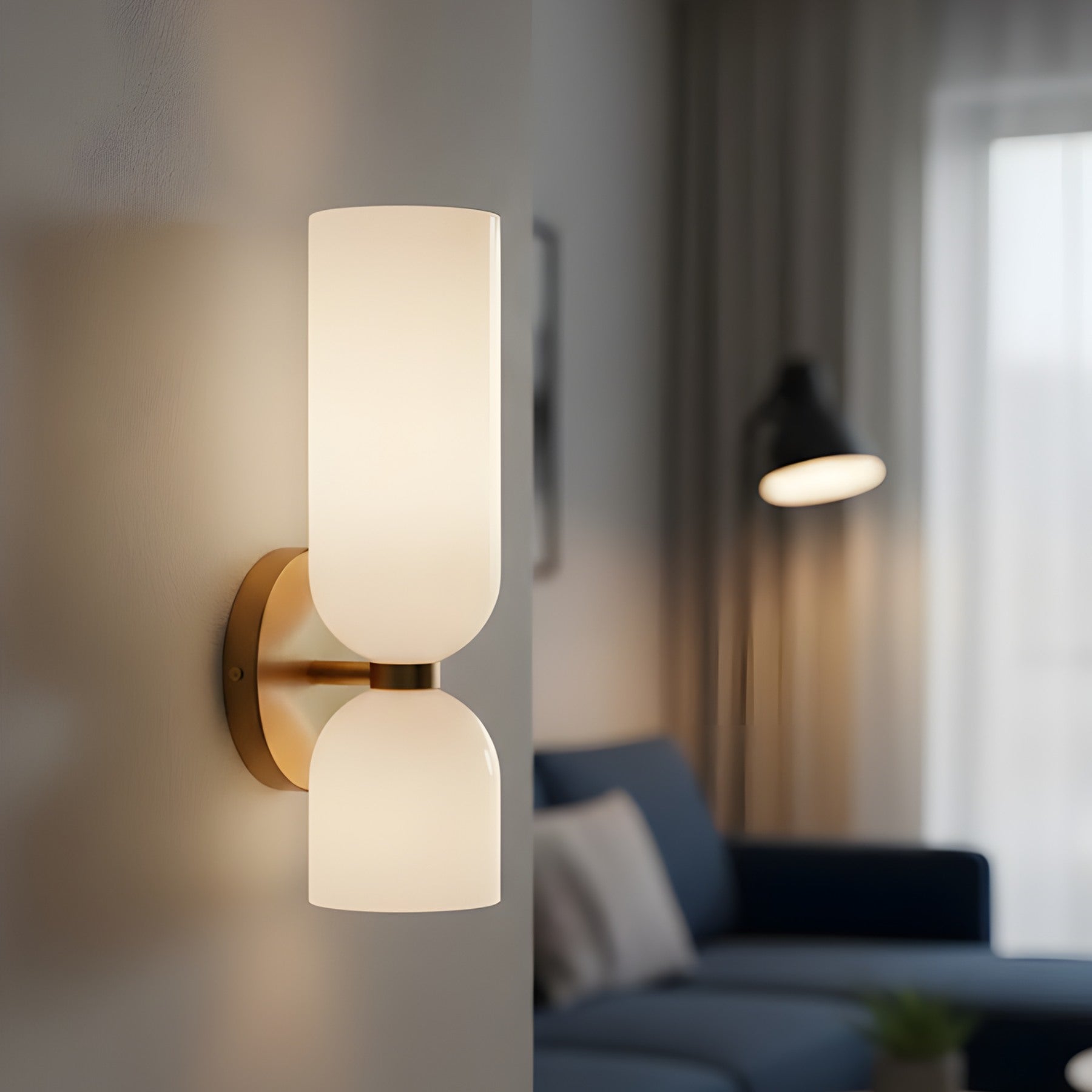 Modern Dual Cylinder Glass Wall Sconce – Elegant Accent Lighting with Metal Base 5