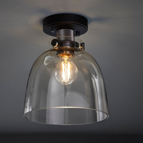 Modern Flush Mount Ceiling Light | Elegant Smokey Grey Glass with Minimalist Style