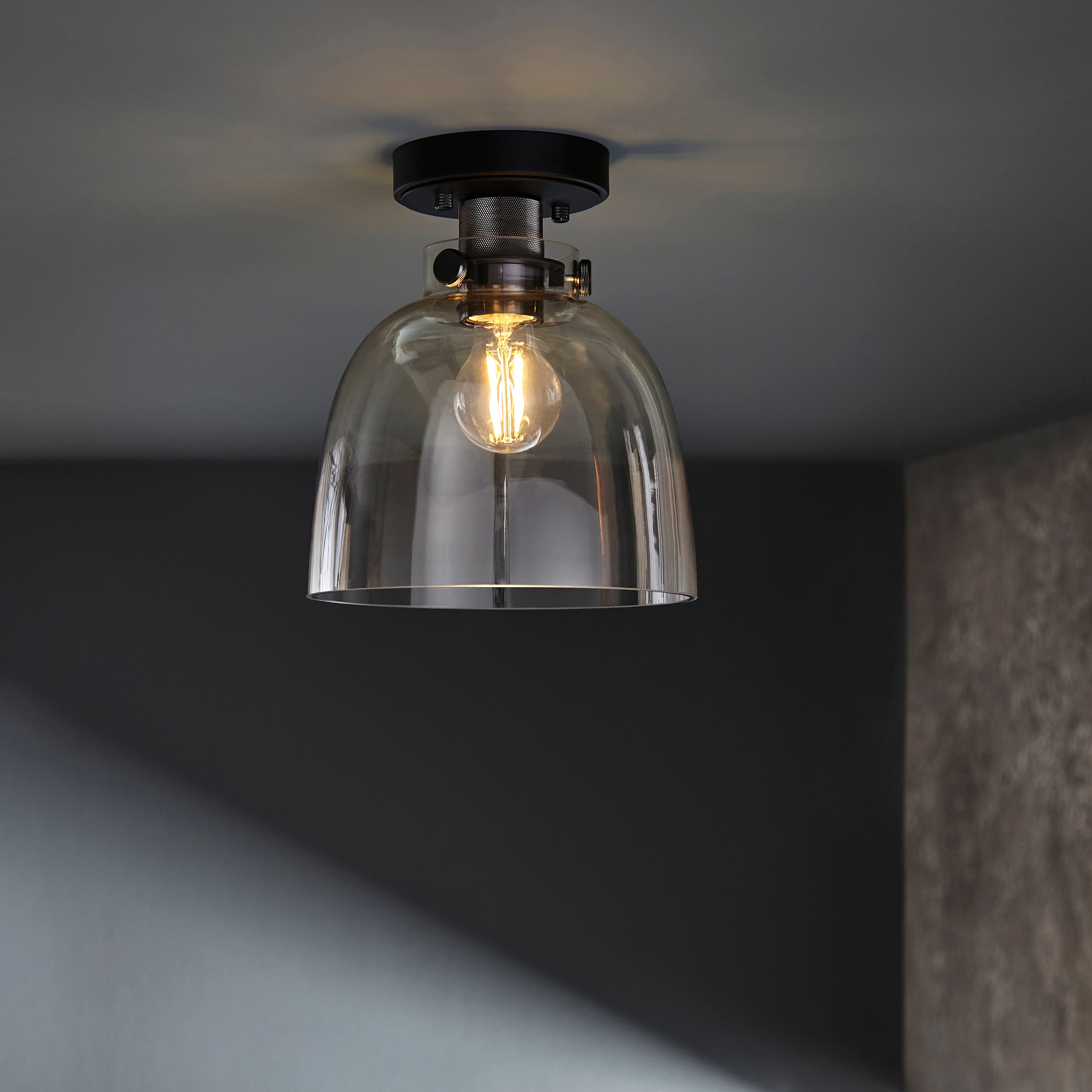 Modern Flush Mount Ceiling Light – Elegant Smokey Grey Glass with Minimalist Style 2
