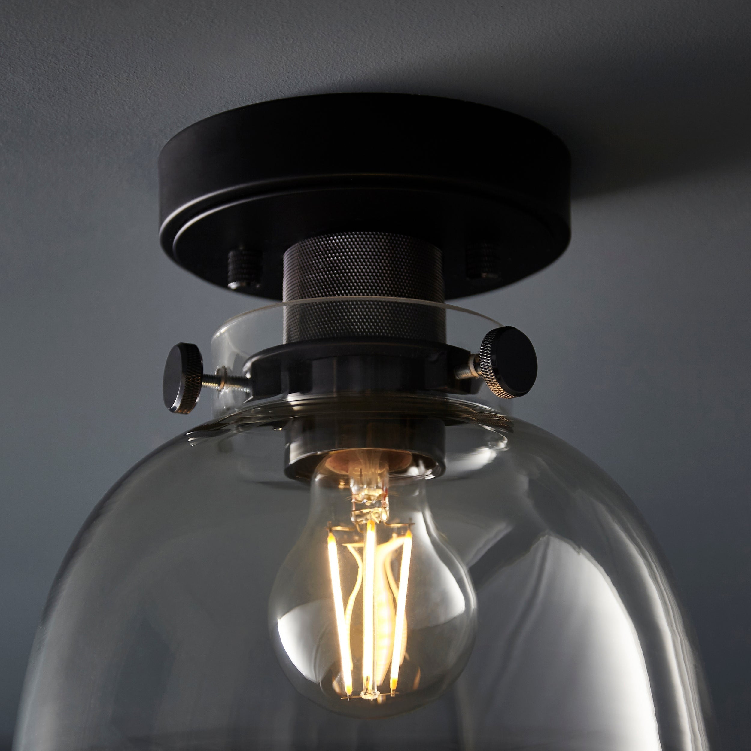 Modern Flush Mount Ceiling Light – Elegant Smokey Grey Glass with Minimalist Style 4
