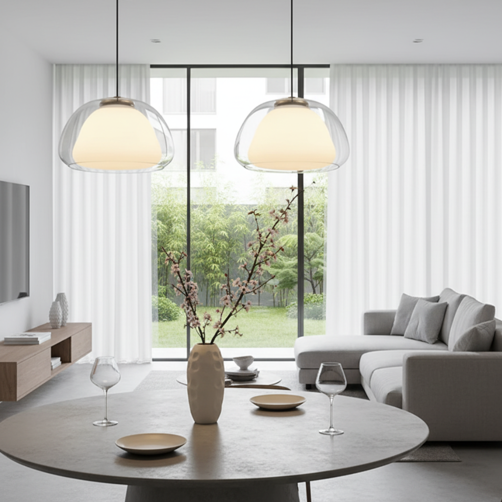 Modern Glass Pendant Light – Adjustable Dome Design for Kitchen Island and Dining Areas 4