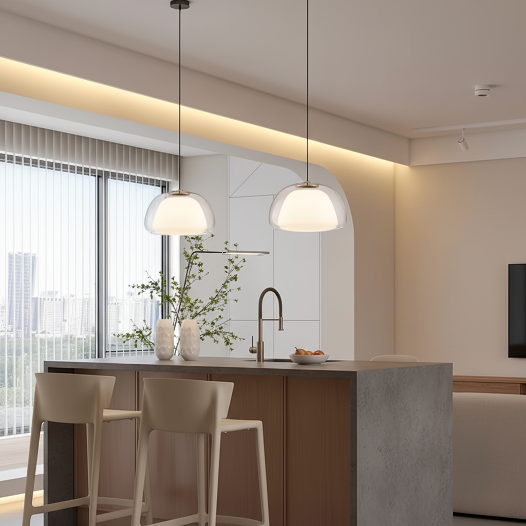 Modern Glass Pendant Light – Adjustable Dome Design for Kitchen Island and Dining Areas 6