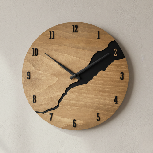 Modern Walnut Wall Clock – Minimalist Design with Custom Dial Options