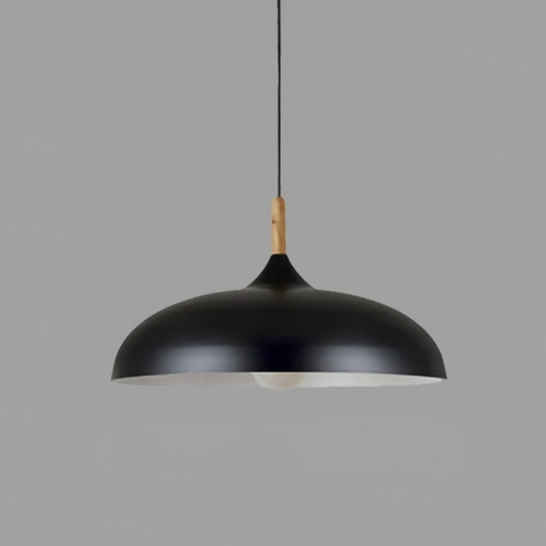 Modern Wood-Neck Pendant Light - Oak & Iron Nordic Ceiling Lamp, E27 0