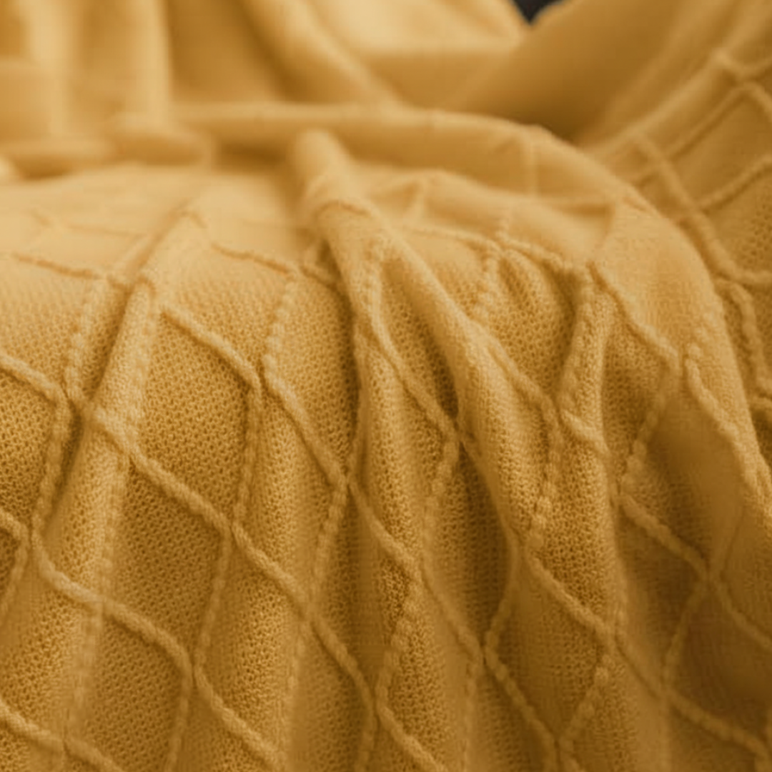 Monarch Diamond Bobble Knit Throw Blanket - Lightweight Geometric Lattice with Tassels