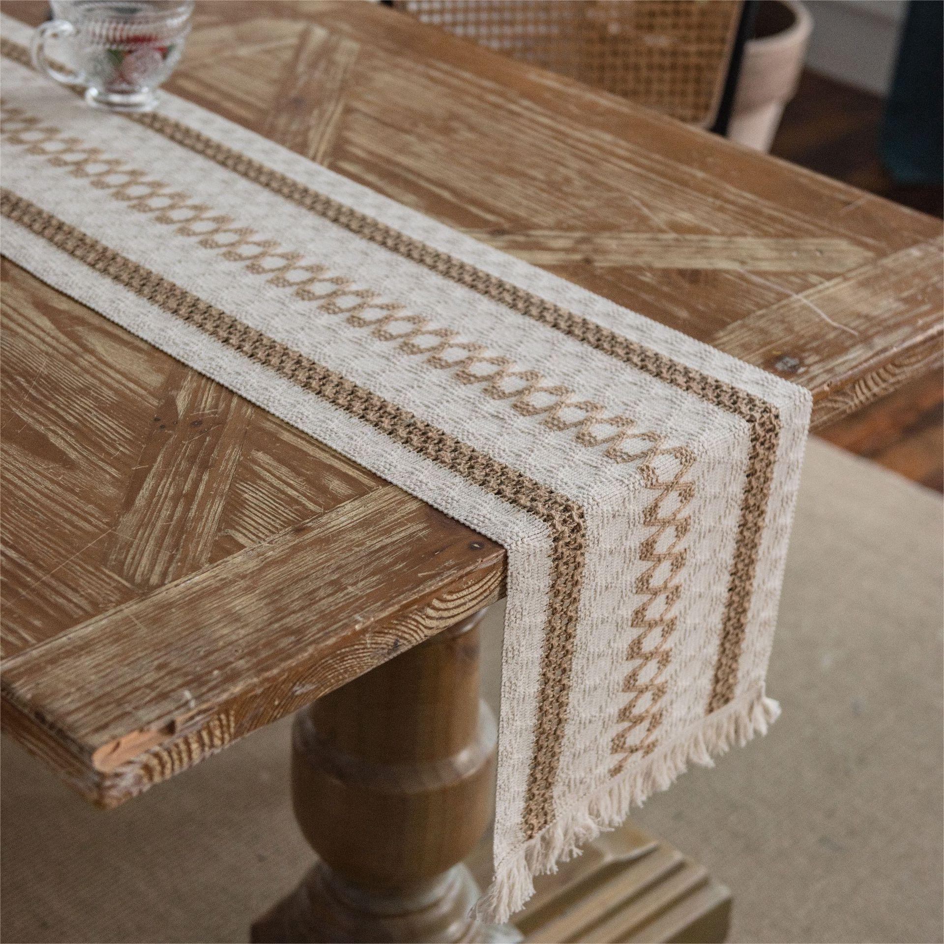 Natural Hemp Table Runner – Handcrafted Design, Durable Cotton and Flax Blend 0