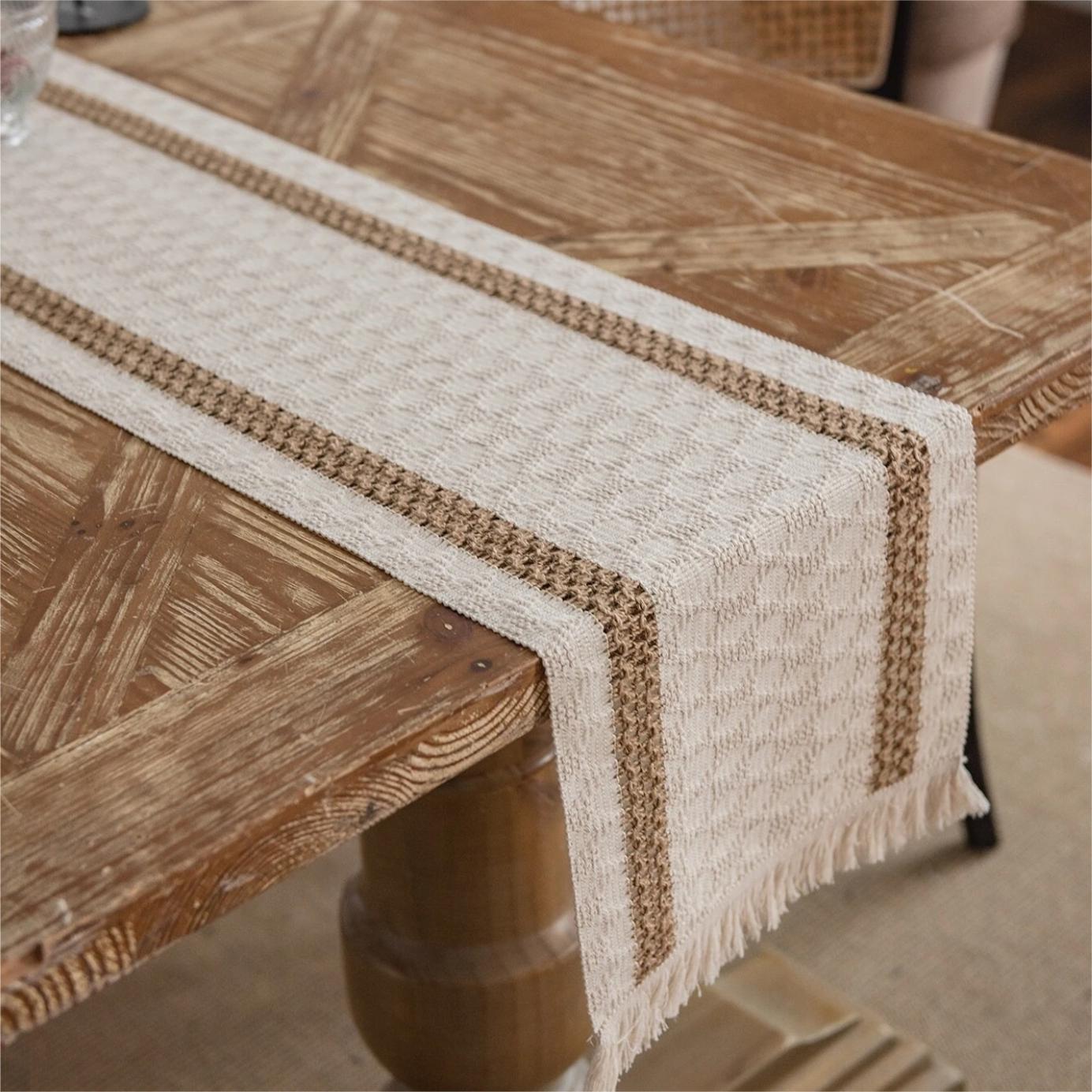 Natural Hemp Table Runner – Handcrafted Design, Durable Cotton and Flax Blend 9