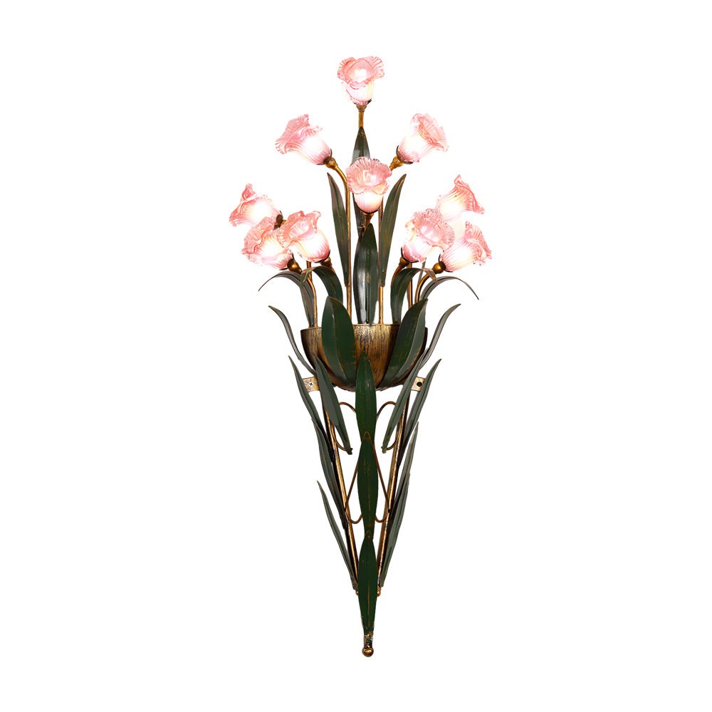 Nature-Inspired Floral Wall Sconce – Elegant Glass and Antique Iron Design 5