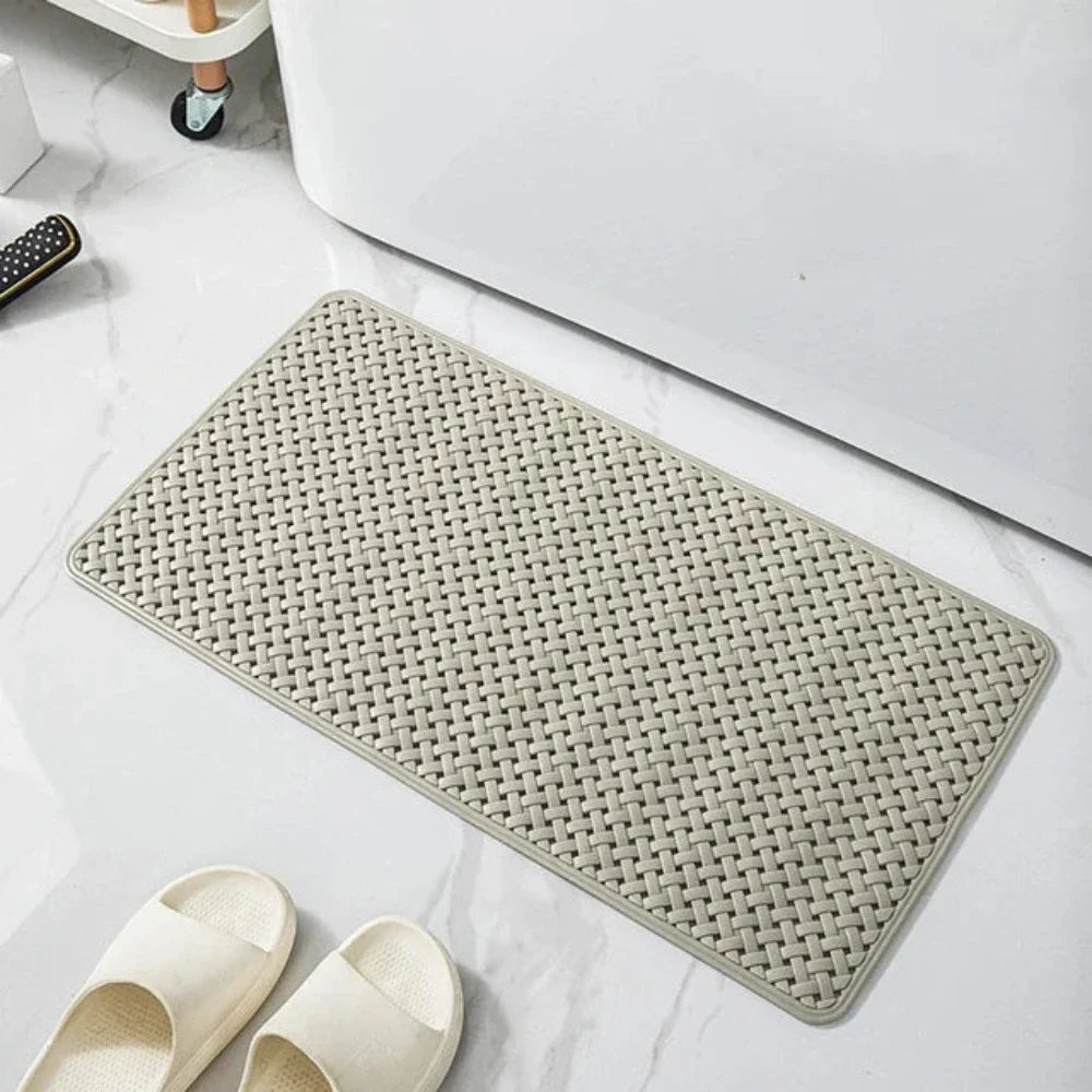 Non-Slip Bathtub Mat Shower Safety Pad – Innovative Suction Cups Grey Woven Style