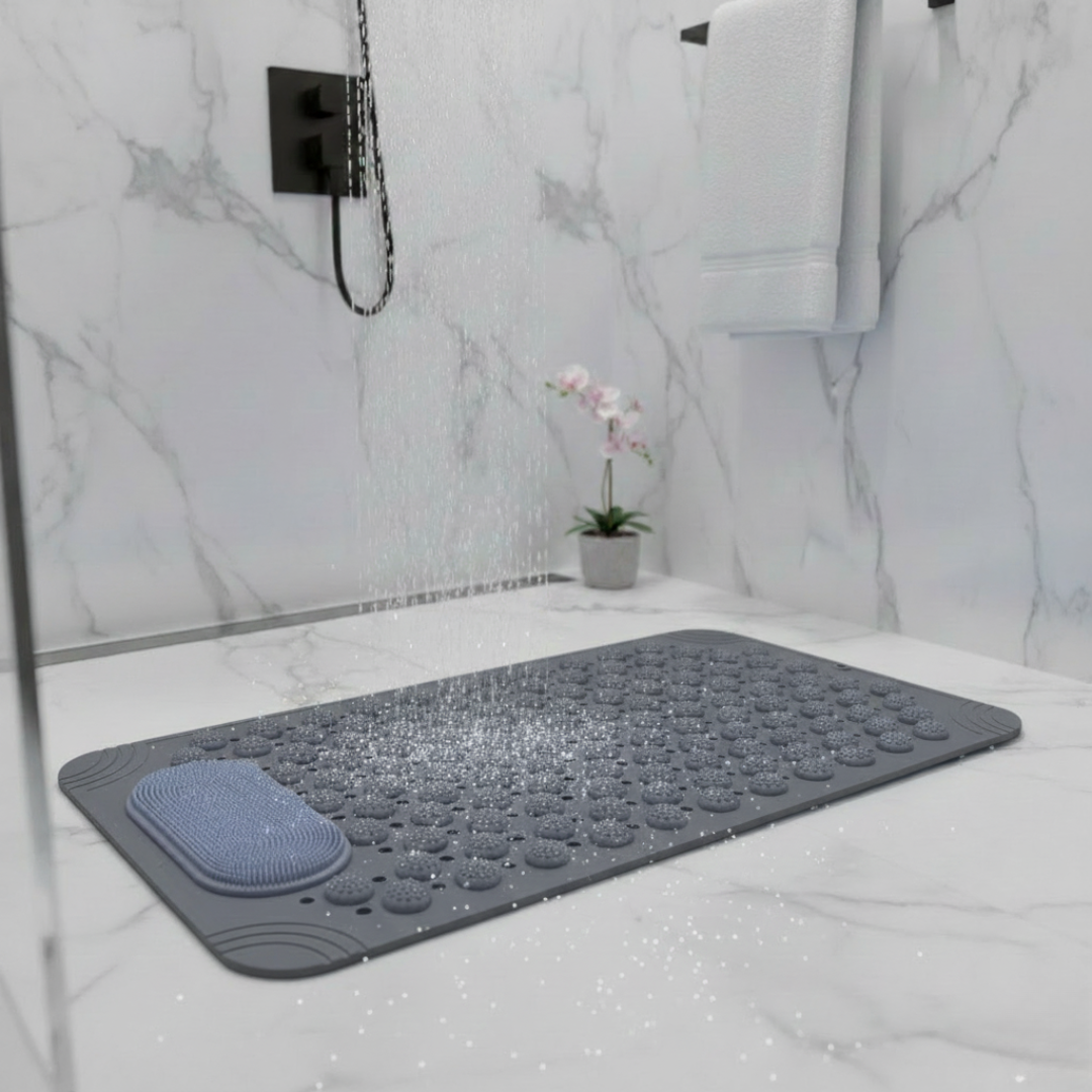 Non-Slip Shower Mat with Massage & Drainage. Secure Suction Cups. Essential Bath Rug for Home & Bathtub.