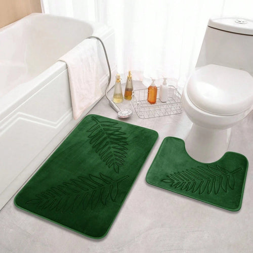 Non-Slip Plush Memory Foam Bath Mat Set – Quick-Drying and Elegant Design
