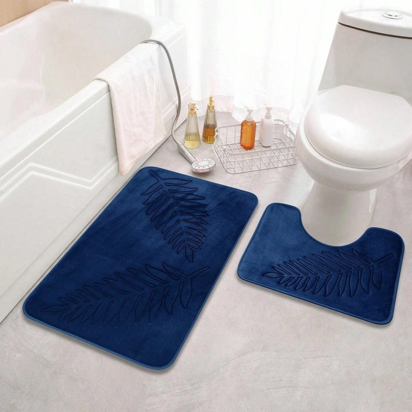 Non-Slip Plush Memory Foam Bath Mat Set – Quick-Drying and Elegant Design 2