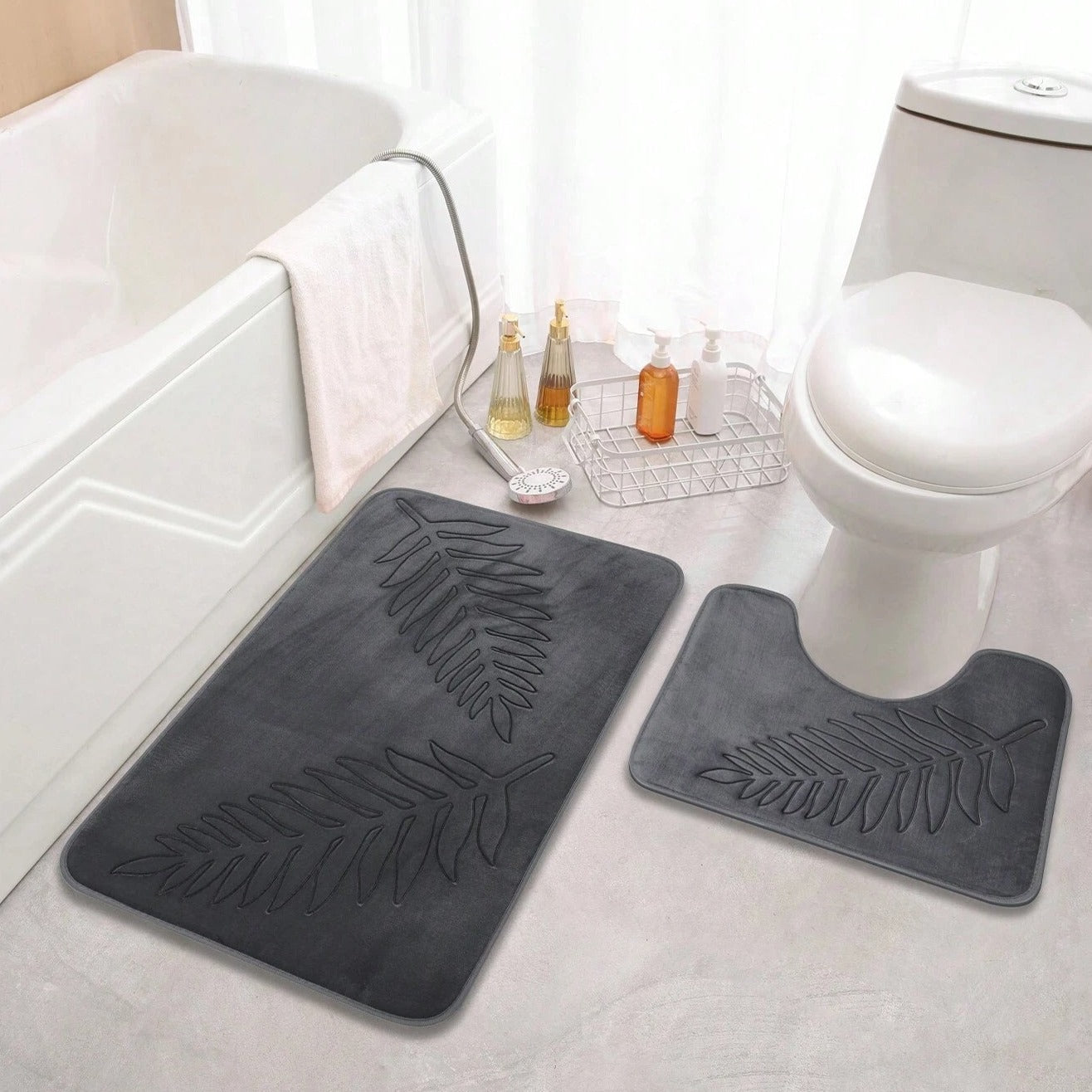 Non-Slip Plush Memory Foam Bath Mat Set – Quick-Drying and Elegant Design 3