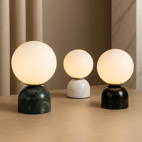 Nordic Sphere Glass Desk Light | Dome Marble Base Ambient Lamp