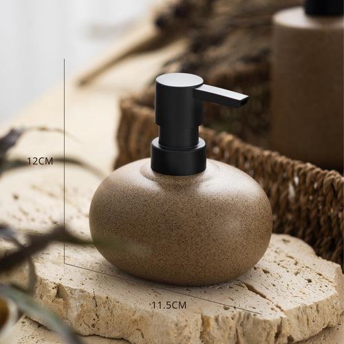 Nordic Ceramic Soap Dispenser | Stylish Pebble Design with Matte Black Pump