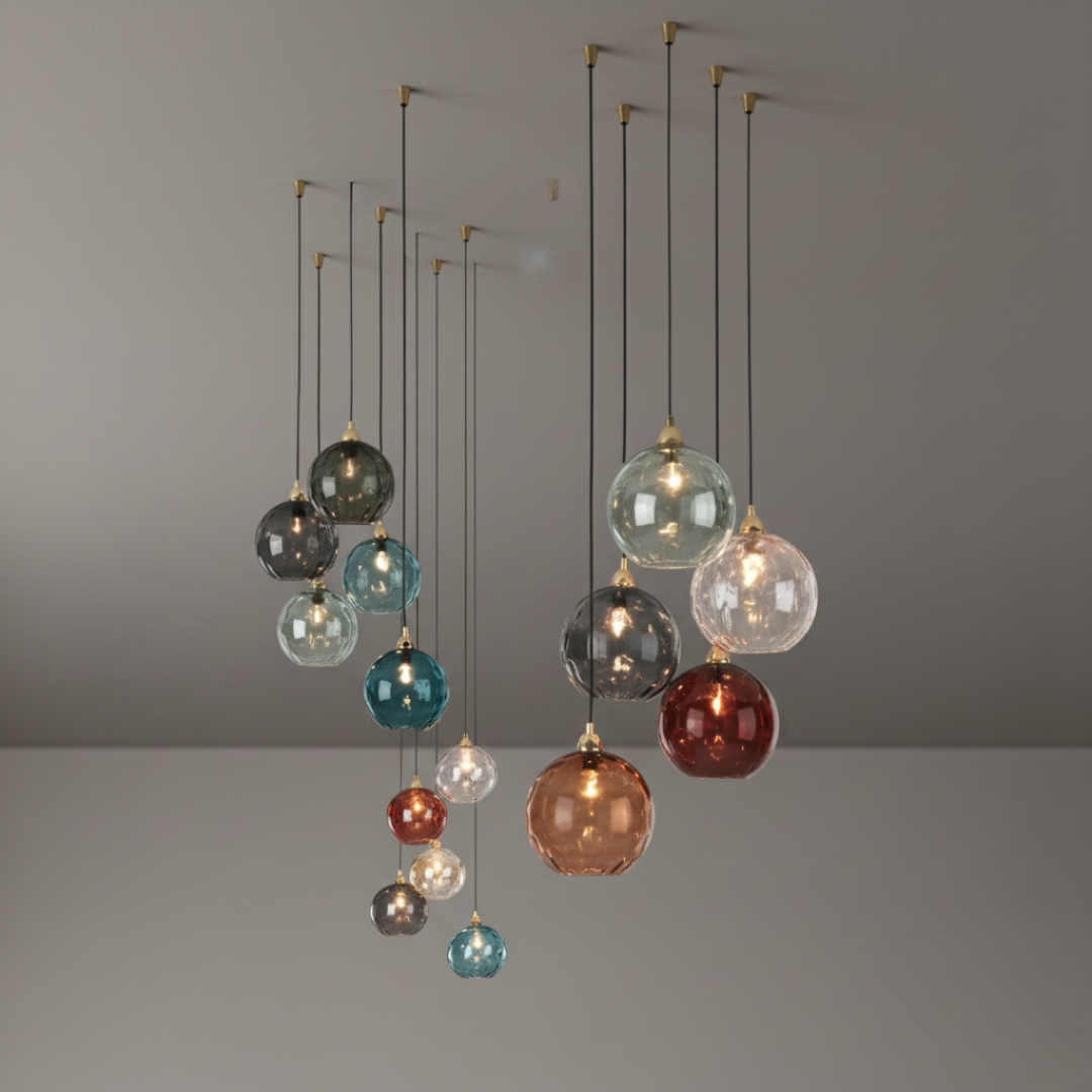 OrbisVitrum Clear Glass Globe Pendant Light - Modern E27 Ceiling Lamp 1