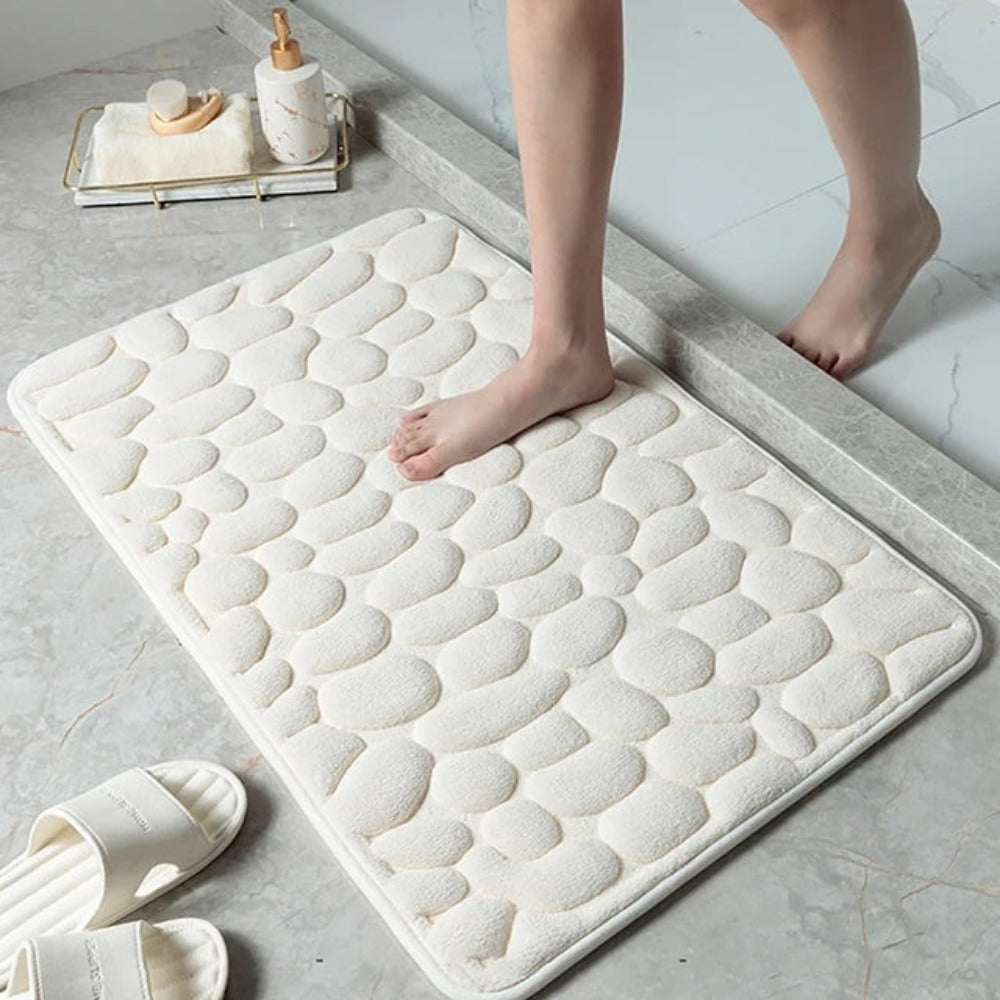 Pebble Texture Bath Mat Thick Memory Foam – Absorbent & Quick-Dry Luxury Spa Style