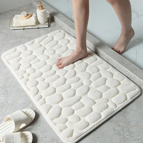 Pebble Texture Bath Mat Thick Memory Foam – Absorbent & Quick-Dry Luxury Spa Style