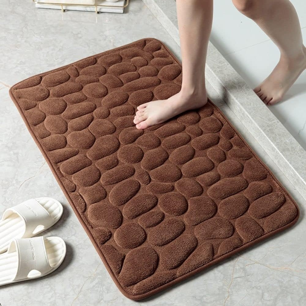 Pebble Texture Bath Mat Thick Memory Foam – Absorbent & Quick-Dry Luxury Spa Style