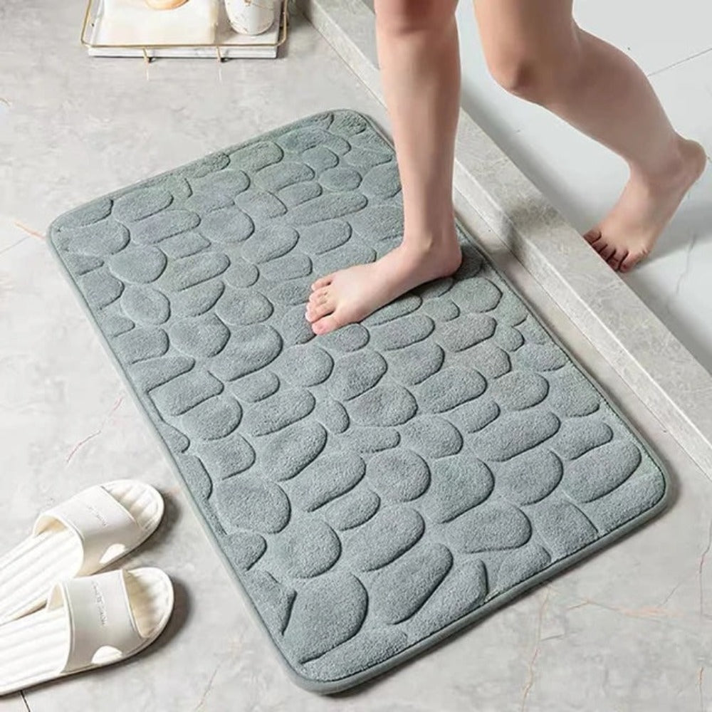 Pebble Texture Bath Mat Thick Memory Foam – Absorbent & Quick-Dry Luxury Spa Style