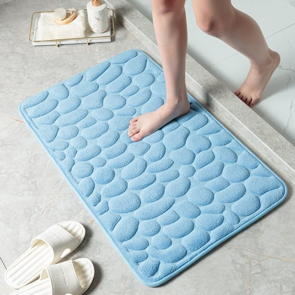 Pebble Texture Bath Mat Thick Memory Foam – Absorbent & Quick-Dry Luxury Spa Style