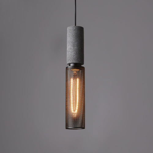 Pendant Light Fixture | Mesh Glass Shade Industrial Concrete Gray