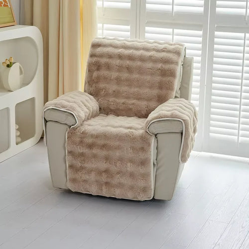 Plush Faux Rabbit Fur Sofa Cover – Non-Slip Design for Armchair Protection
