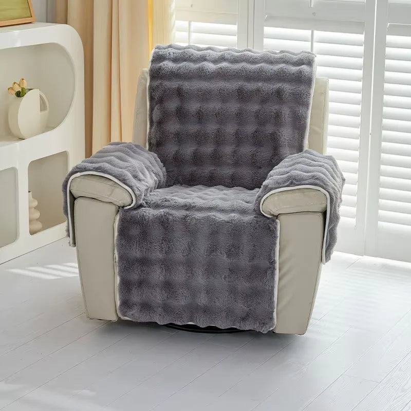 Plush Faux Rabbit Fur Sofa Cover – Non-Slip Design for Armchair Protection 5