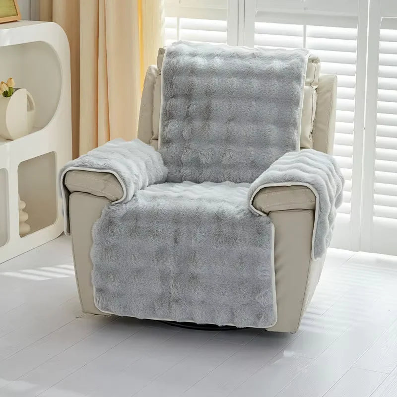 Plush Faux Rabbit Fur Sofa Cover – Non-Slip Design for Armchair Protection 6