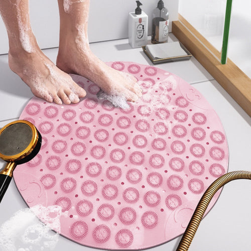 Round Shower Bath Mat | Foot Massaging Bristles Non-Slip Silicone Style