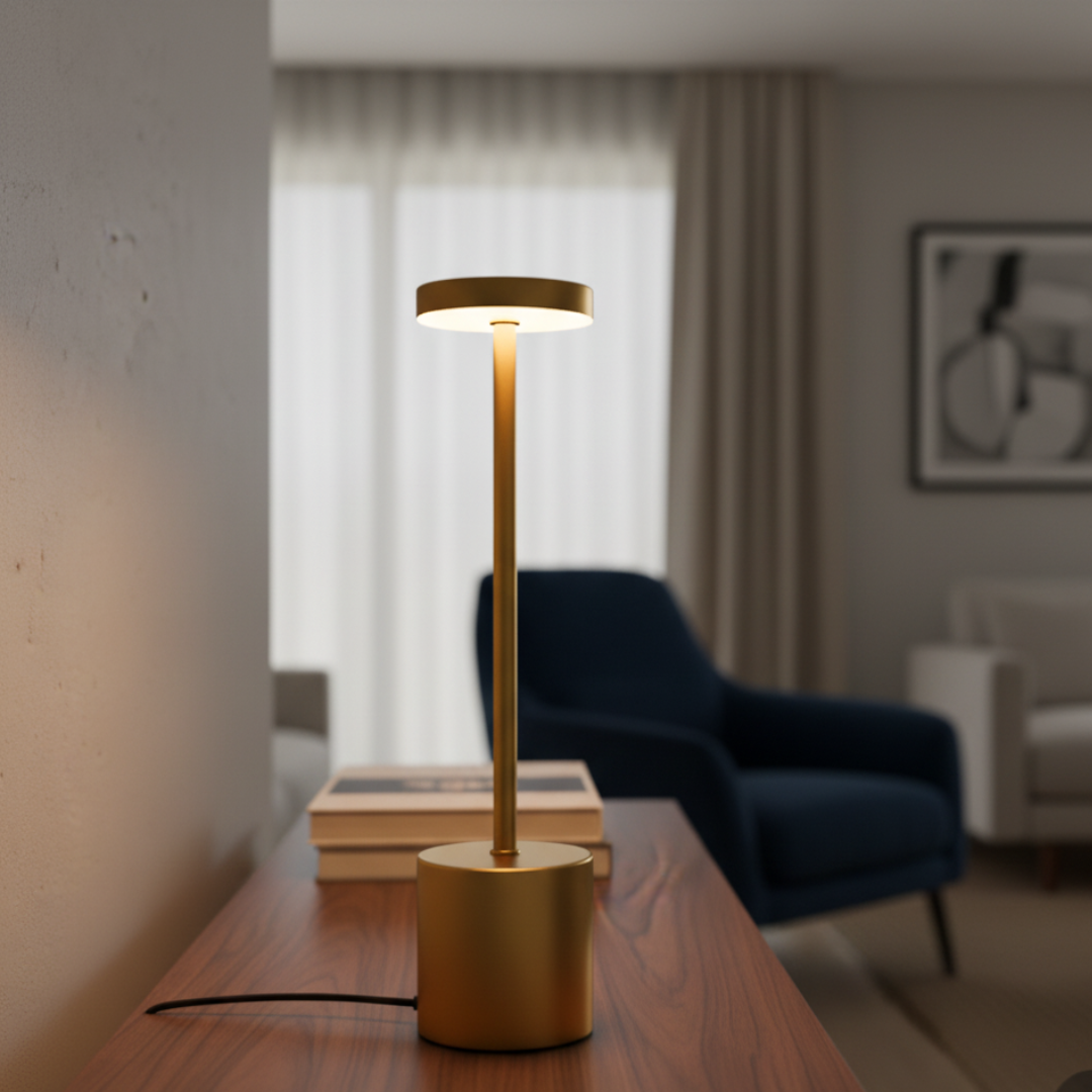 Sculptura Rechargeable LED Table Lamp - Cordless Minimalist Brass Desk Light 5