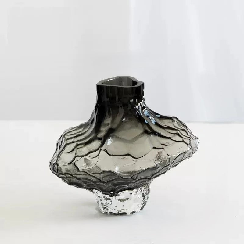 Sculptural Decorative Glass Vase – Organic Design with Smoky Tint and Tapered Opening 7