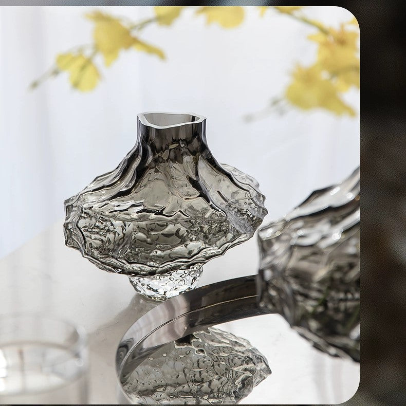 Sculptural Decorative Glass Vase – Organic Design with Smoky Tint and Tapered Opening 8