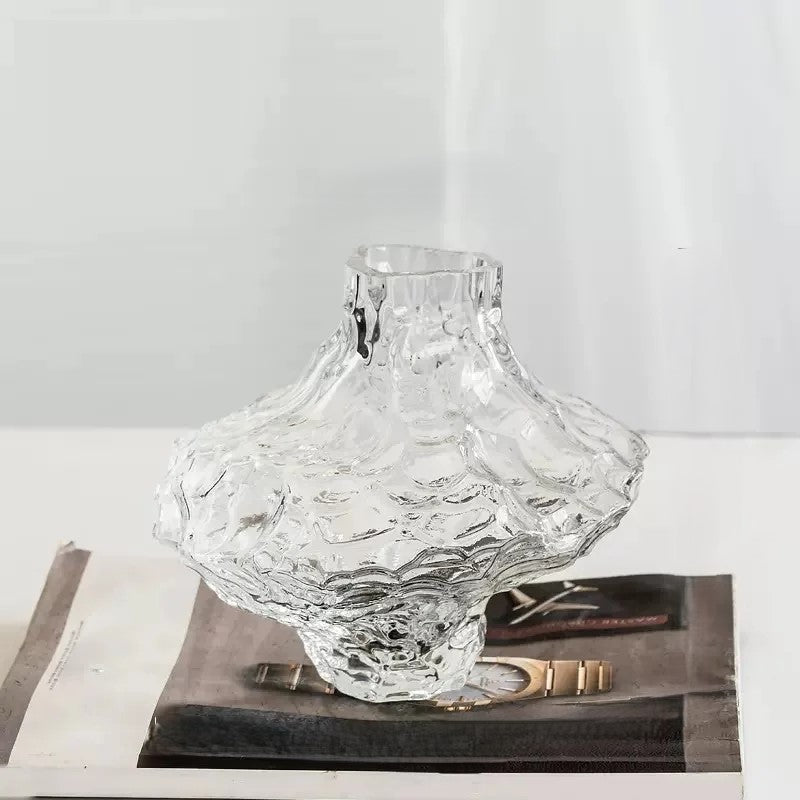 Sculptural Decorative Glass Vase – Organic Design with Smoky Tint and Tapered Opening 9