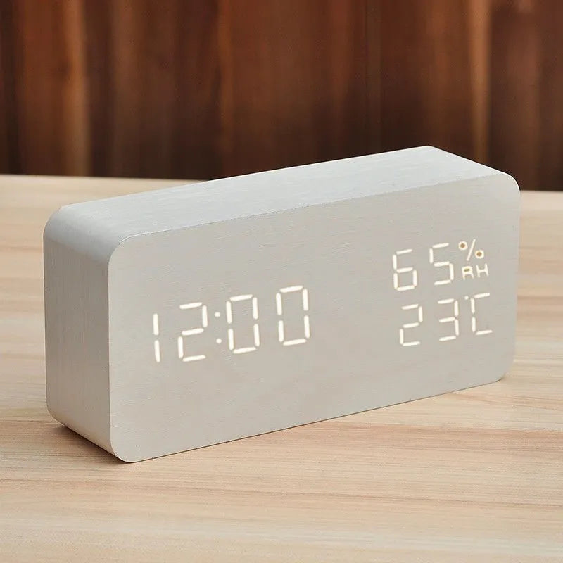 Stylish Digital Alarm Clock with Customizable Alarms and Temperature Display