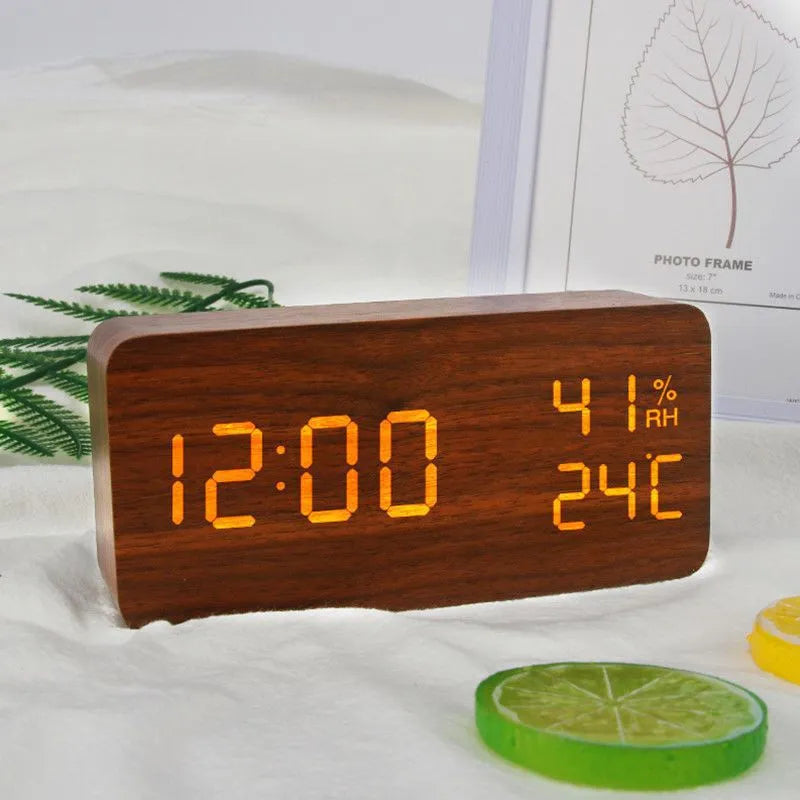 Stylish Digital Alarm Clock with Customizable Alarms and Temperature Display