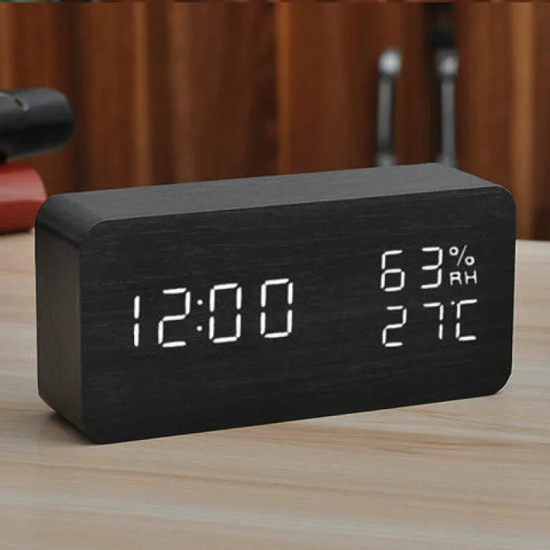 Stylish Digital Alarm Clock with Customizable Alarms and Temperature Display