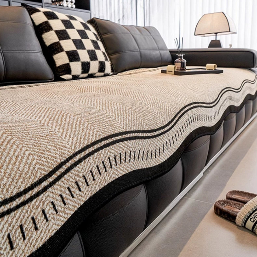 Stylish Anti-Slip Sofa Cover – Modern Wavy Design for Cozy Protection 0
