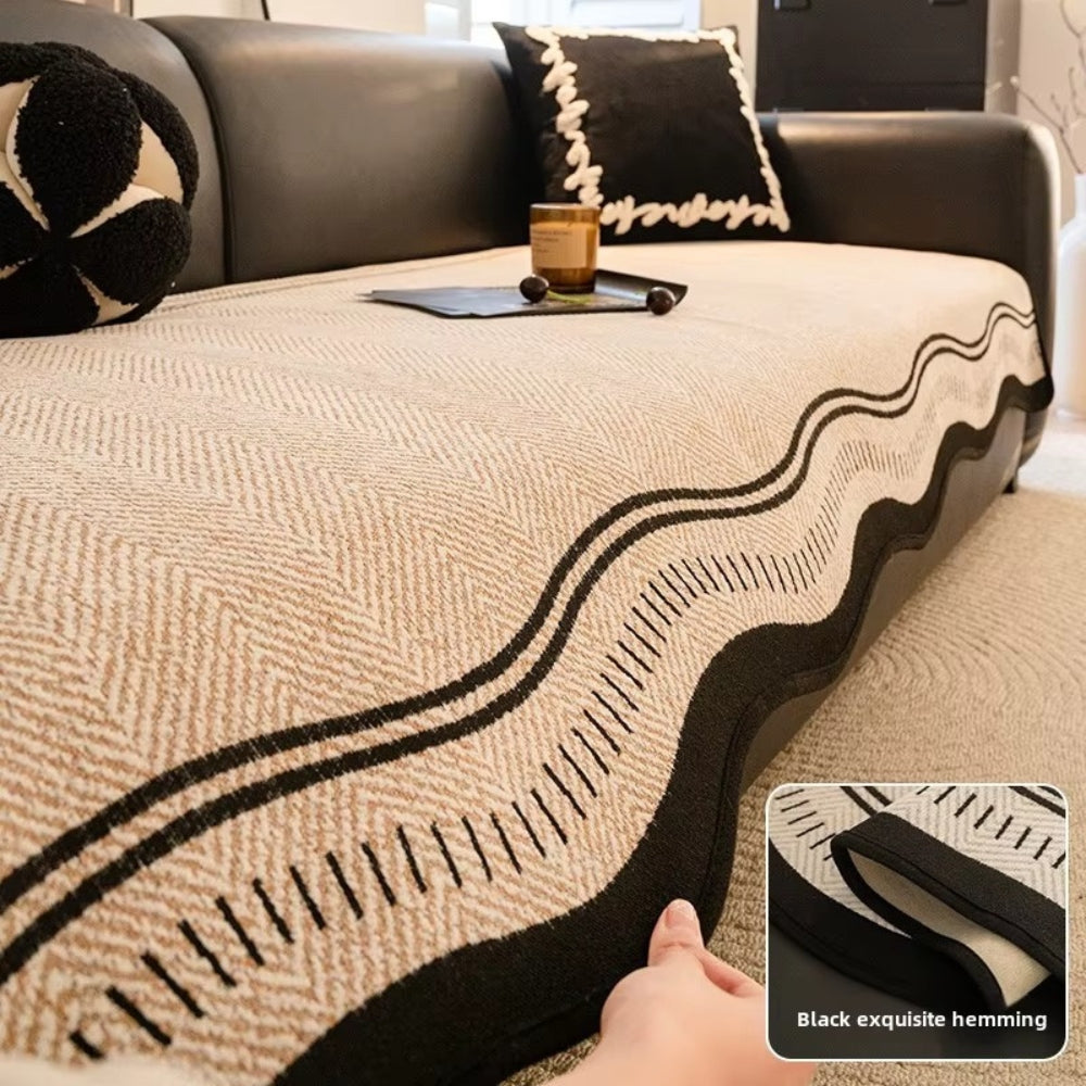 Stylish Anti-Slip Sofa Cover – Modern Wavy Design for Cozy Protection 5