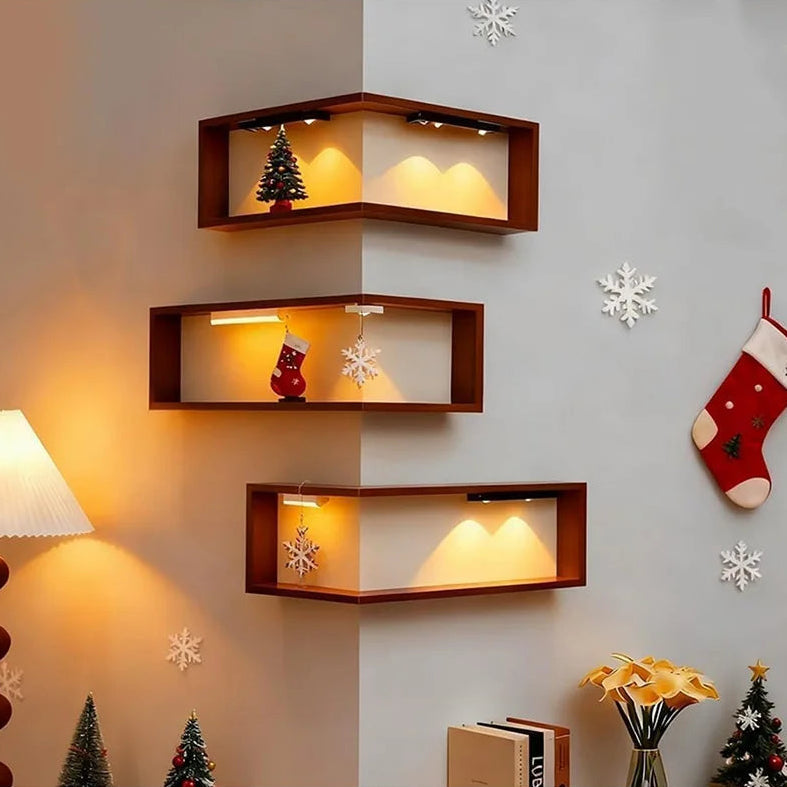 Stylish Corner Shelf Unit – Staggered Design for Elegant Home Organization 1