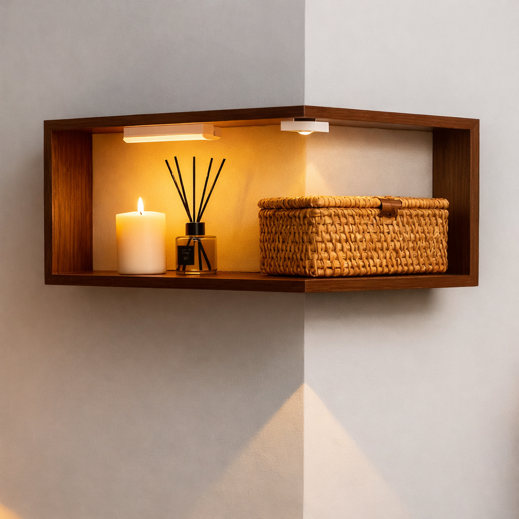 Stylish Corner Shelf Unit – Staggered Design for Elegant Home Organization 2
