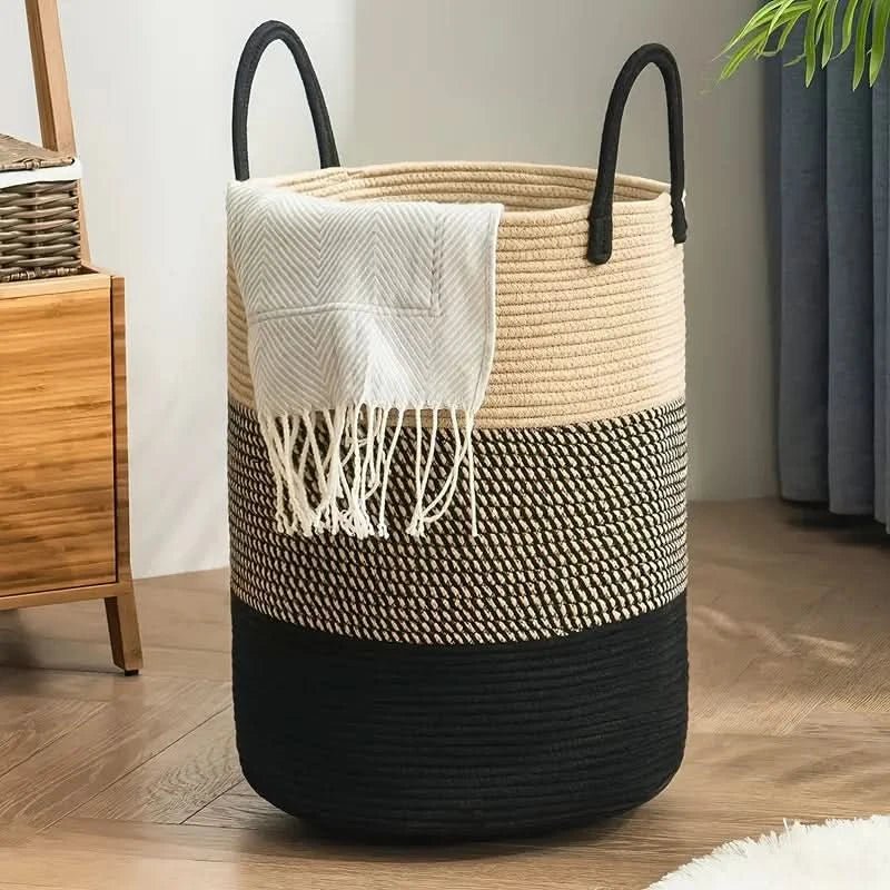 Stylish Laundry Hamper – Durable Woven Rope with Generous Capacity 0