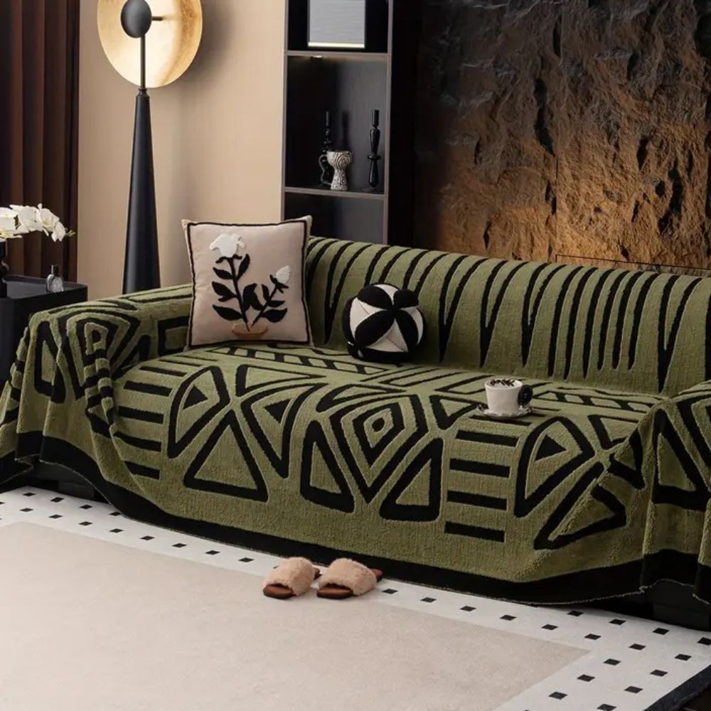 Stylish Modern Sofa Cover – Plush Microfiber with Non-Slip Maze Pattern 3