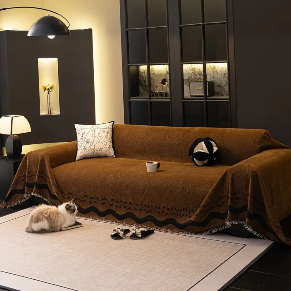 Stylish Tasseled Sofa Cover – Breathable Microfiber Blend for Sectional and Oversized Couches 1