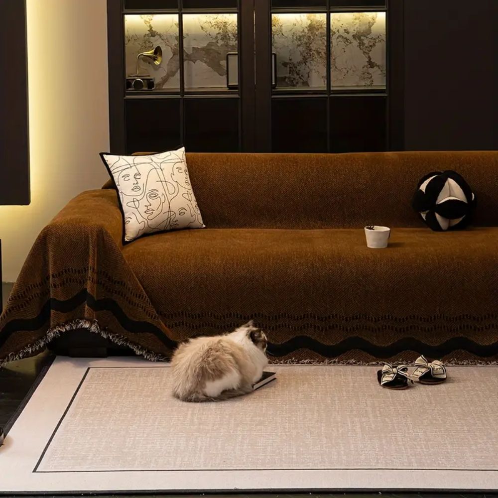 Stylish Tasseled Sofa Cover – Breathable Microfiber Blend for Sectional and Oversized Couches 2