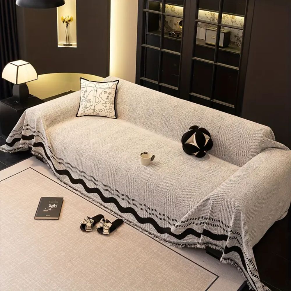 Stylish Tasseled Sofa Cover – Breathable Microfiber Blend for Sectional and Oversized Couches 5