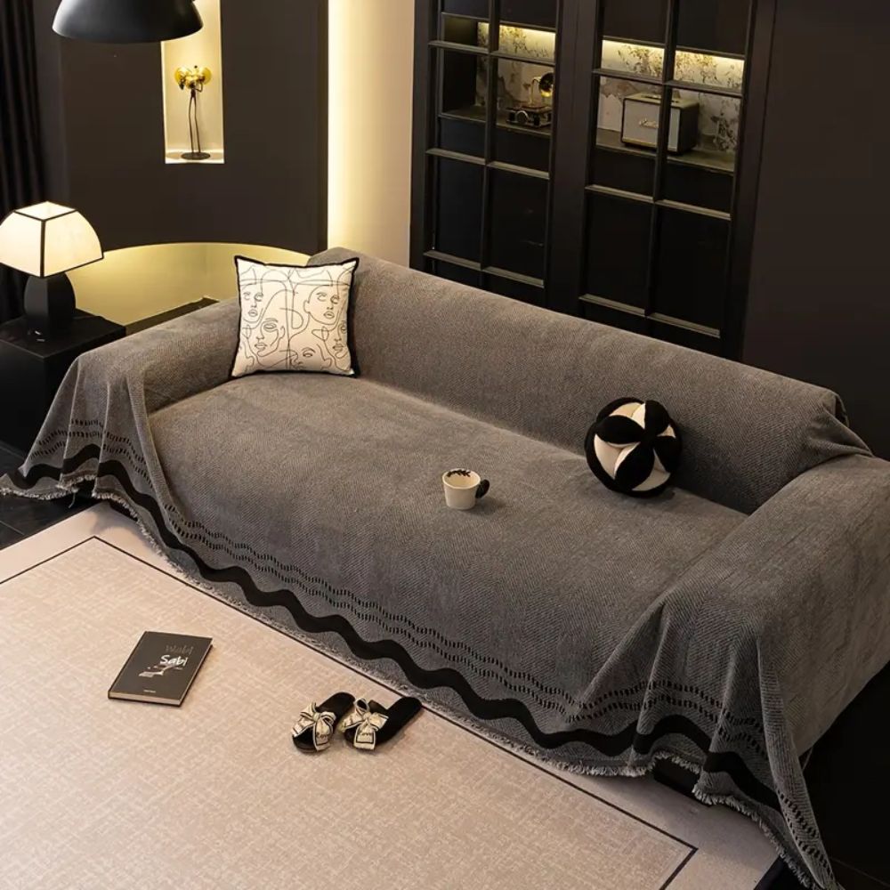 Stylish Tasseled Sofa Cover – Breathable Microfiber Blend for Sectional and Oversized Couches 7