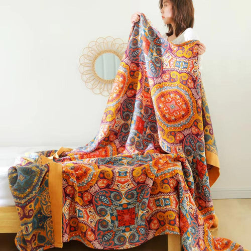 Sunrise Boho Reversible Blanket | Reversible Vibrant Kaleidoscope