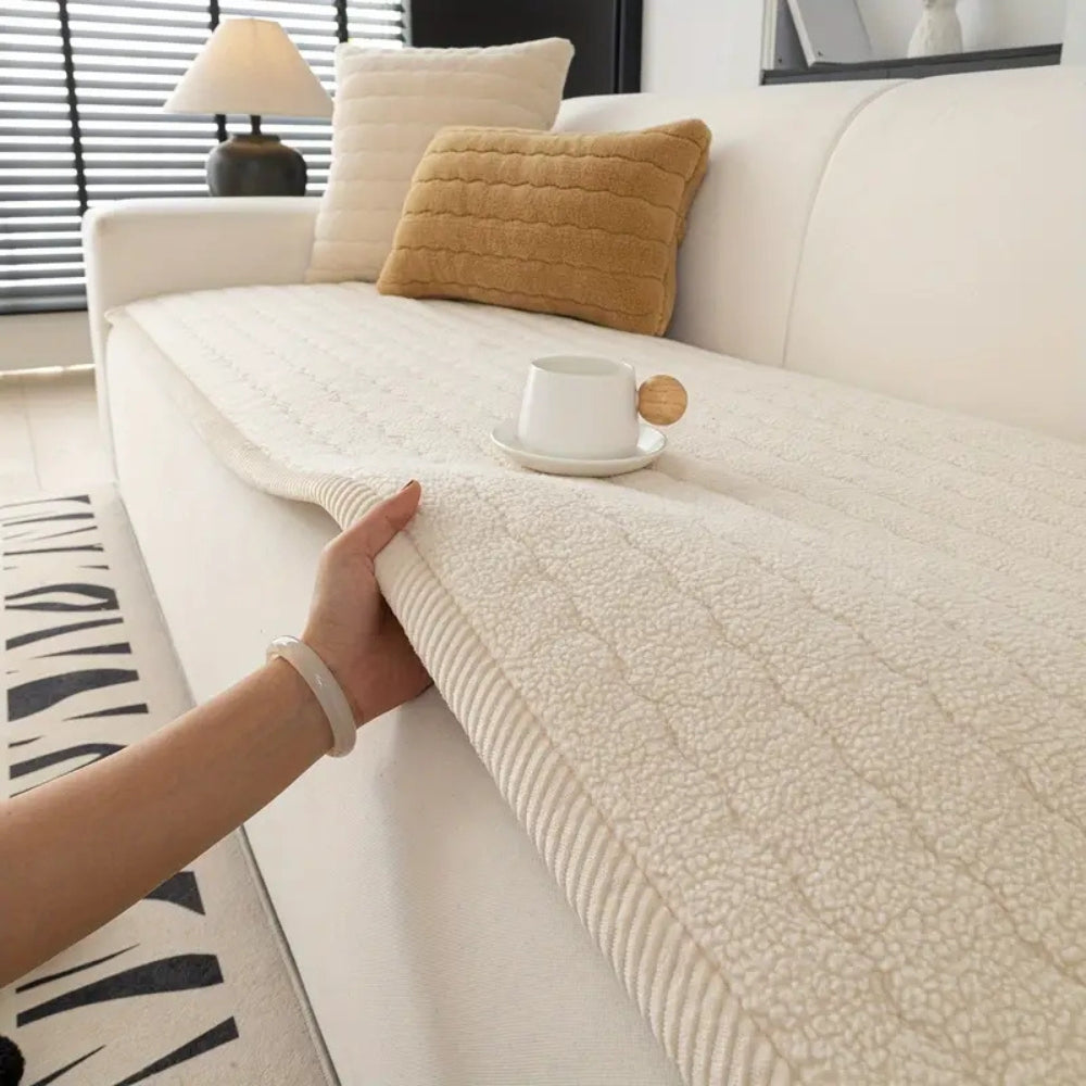 Thick Plush Sofa Cover – Soft Microfiber Blend with Non-Slip Backing for Pet-Friendly Comfort 1